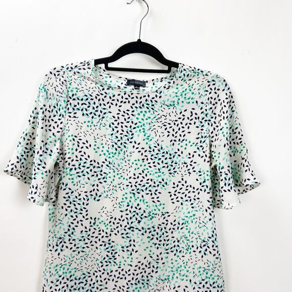 The Limited Small Womens White Green Black Print Sheer Blouse - Picture 2 of 6
